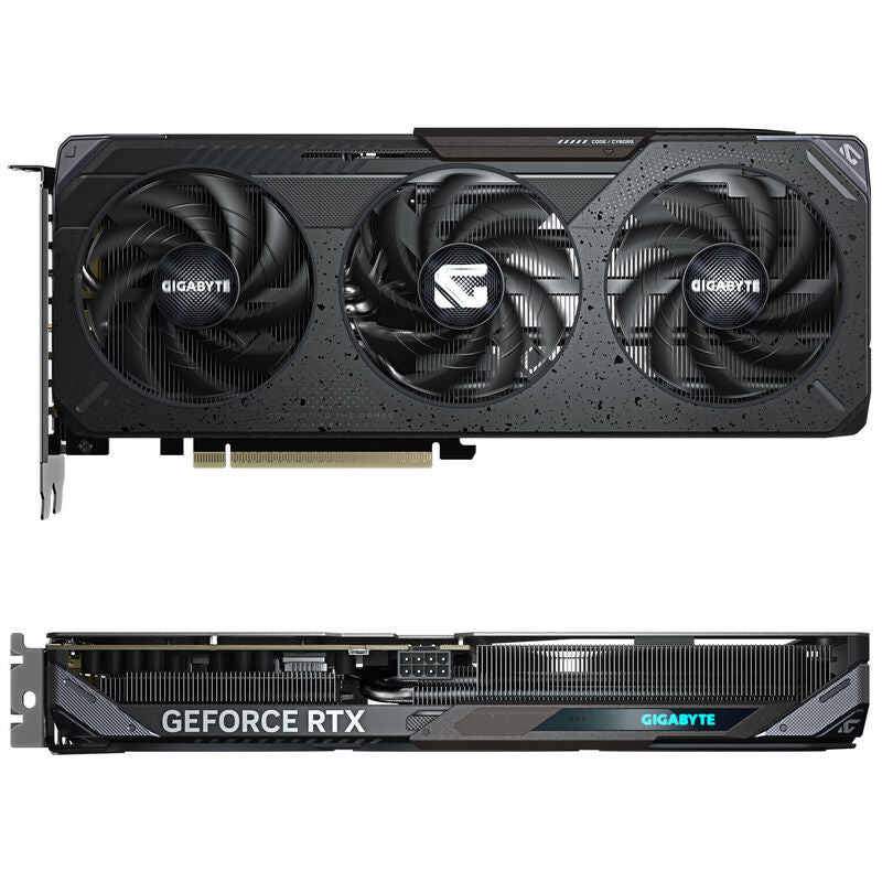 Detaljbilde av Gigabyte RTX 5060 Ti Gaming OC grafikkort vifte