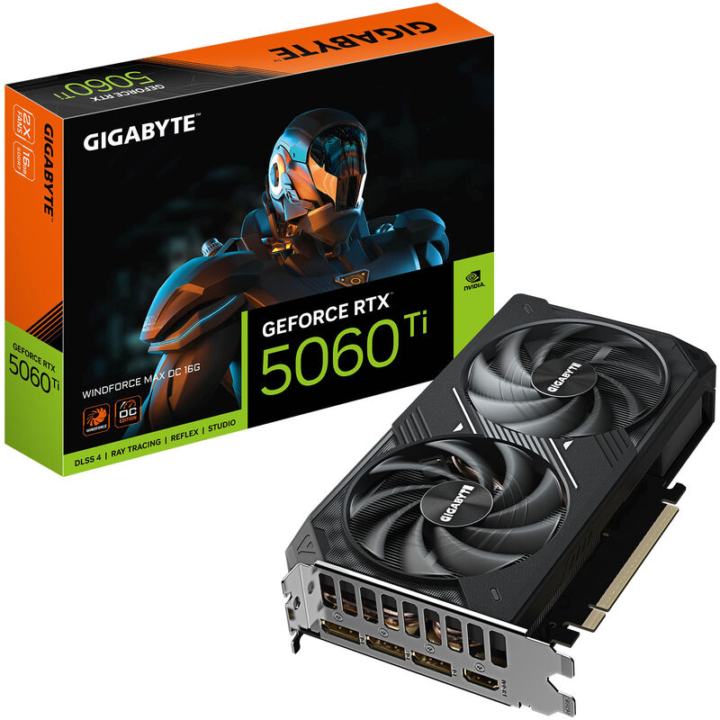 Gigabyte RTX 5060 Ti Windforce MAX OC grafikkort forfra
