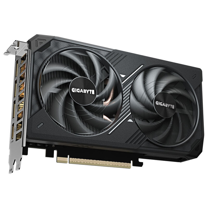 Gigabyte RTX 5060 Ti Windforce MAX OC portside med tilkoblinger