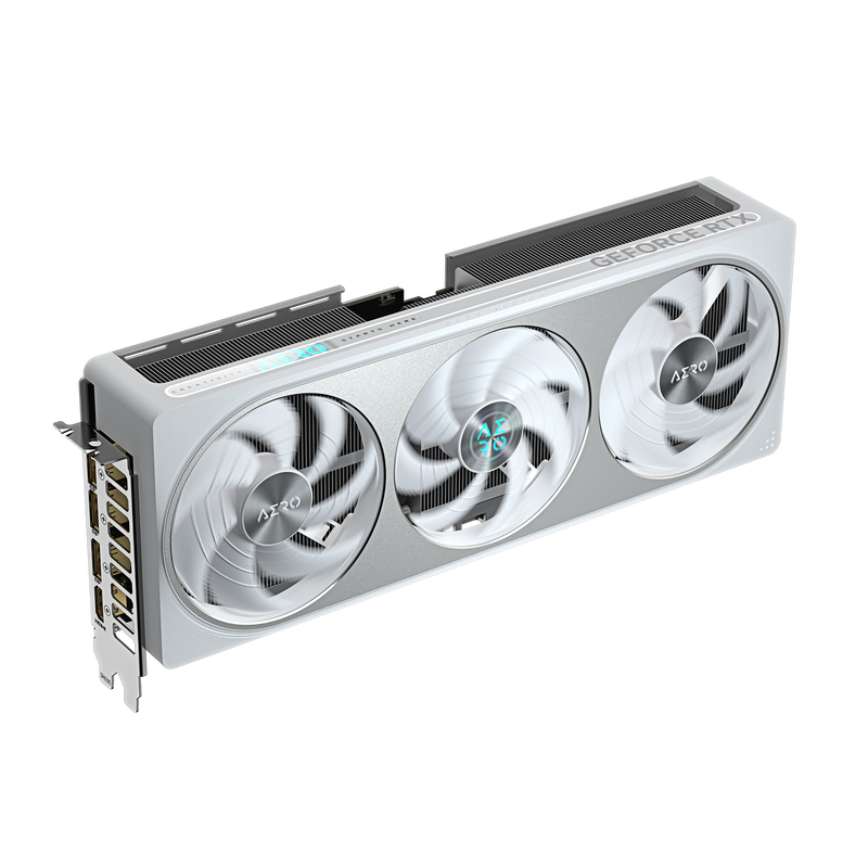 Gigabyte RTX 5070 Aero OC grafikkort hvit bakside