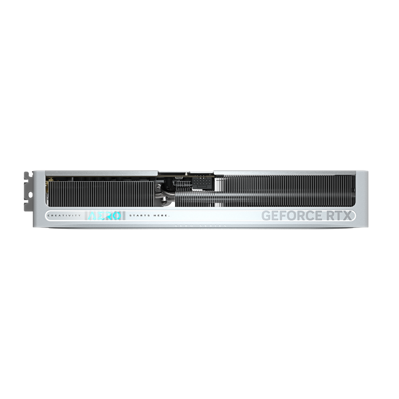 Gigabyte RTX 5070 Aero OC grafikkort hvit HDMI og DisplayPort-tilkoblinger