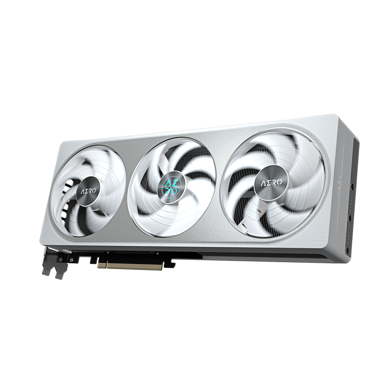 Gigabyte RTX 5070 Aero OC grafikkort hvit sideprofil
