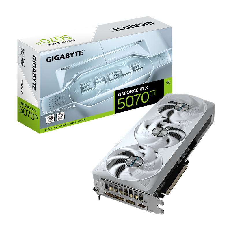 Gigabyte RTX 5070 Ti Eagle OC Ice SFF grafikkort forfra