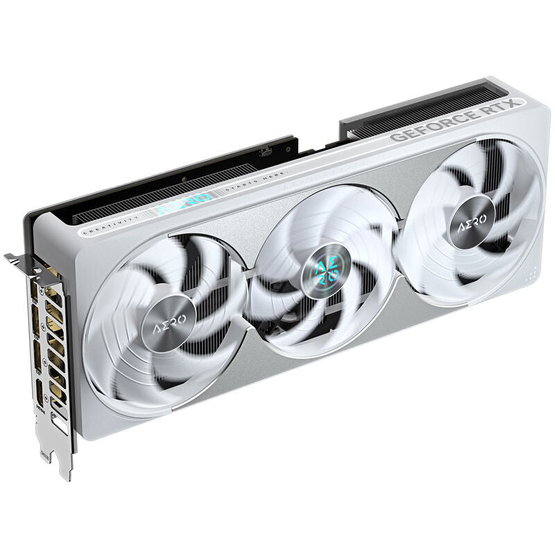 Gigabyte RTX 5080 Aero OC SFF grafikkort videoutganger hvit