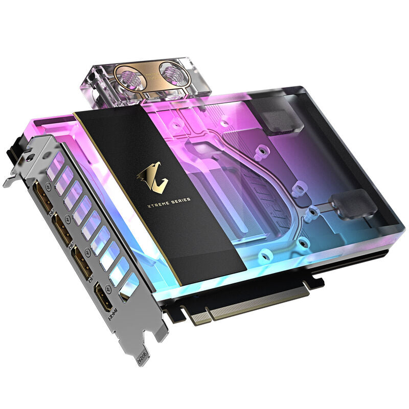 Gigabyte Aorus RTX 5080 Xtreme Waterforce WB grafikkort bakside