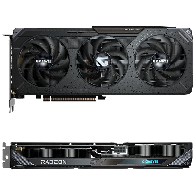 Detalj av kjølevifter på Gigabyte RX 9060 XT Gaming 16G grafikkort