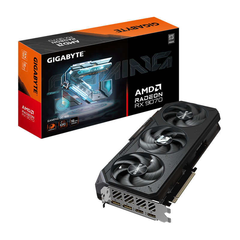 Gigabyte RX 9070 Gaming OC grafikkort forfra