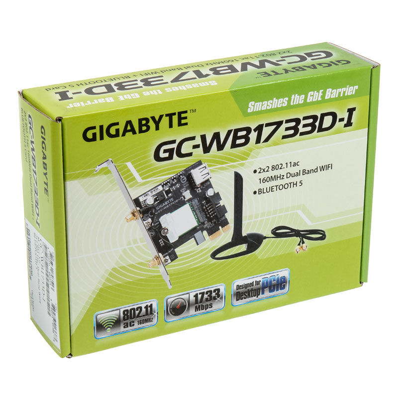 Nærbilde av antenne på Gigabyte WB1733D-I WiFi Bluetooth 5.0 PCIe-adapter