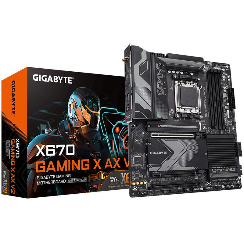 Gigabyte X670 Gaming X AX V2 hovedkort sett forfra