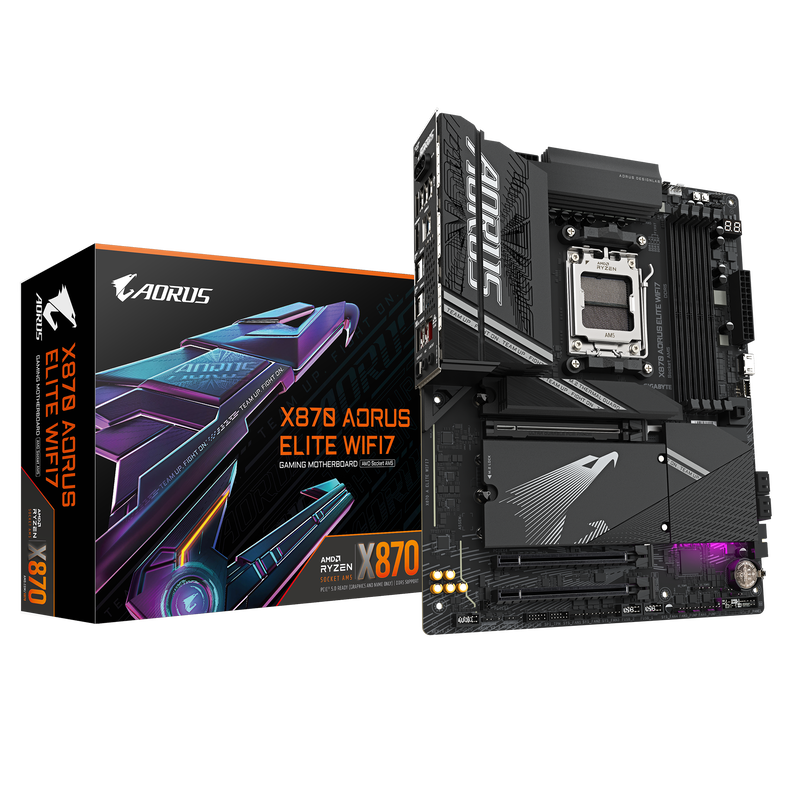 Gigabyte X870 A Elite WiFi7 hovedkort forfra