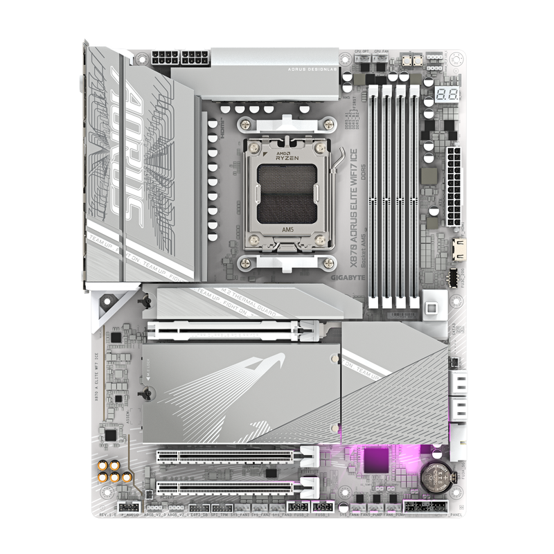Gigabyte X870 AORUS Elite WF7 ICE hovedkort bakside