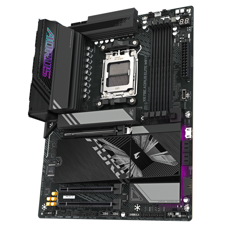 Gigabyte X870E A Elite WiFi7 hovedkort montert i PC