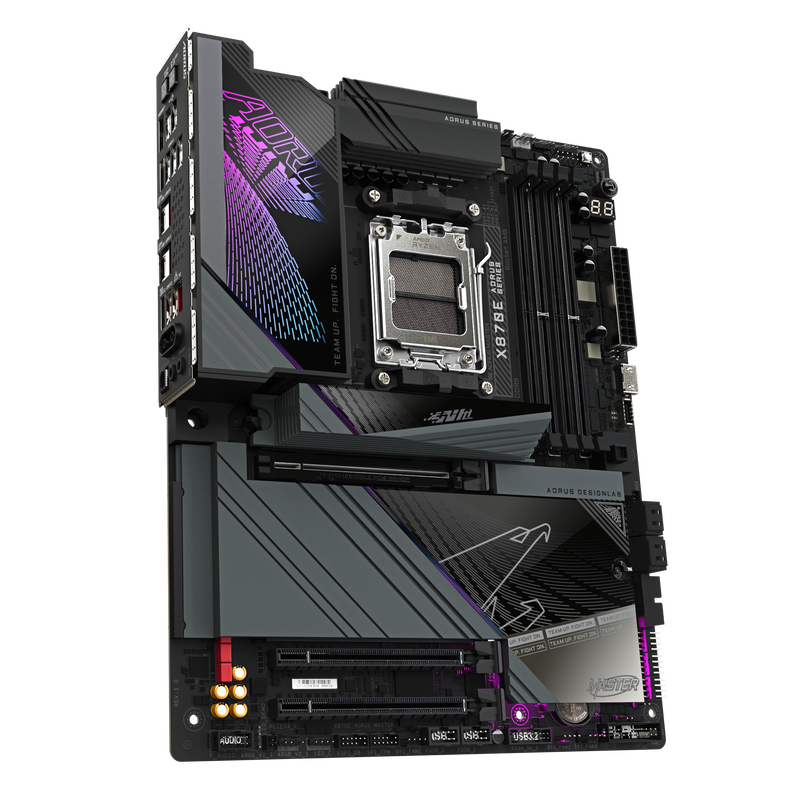 Detalj av Gigabyte X870E AORUS Master hovedkort