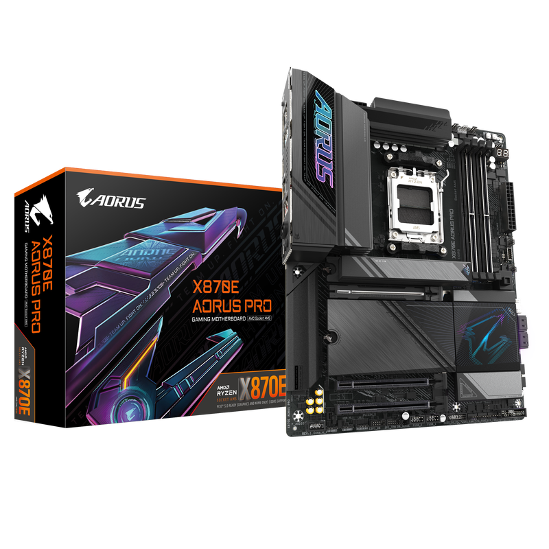 Gigabyte X870E AORUS Pro hovedkort forfra