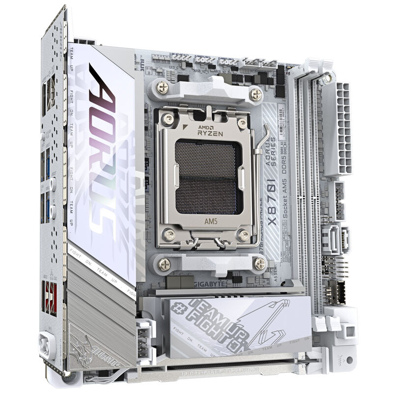 Gigabyte X870I AORUS Pro ICE hovedkort bakside med porter