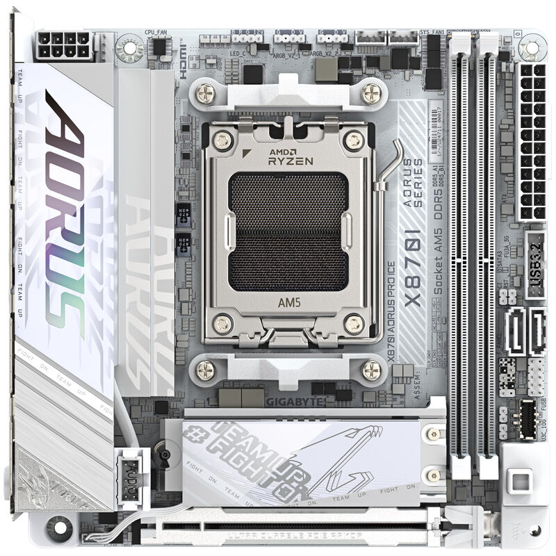 Detaljbilde av Gigabyte X870I AORUS Pro ICE hovedkort