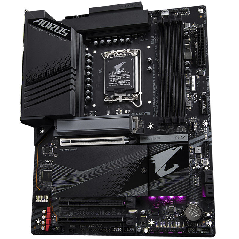 Nærbilde av Gigabyte Z790 Aorus Elite DDR4 hovedkortets VRM-kjøler