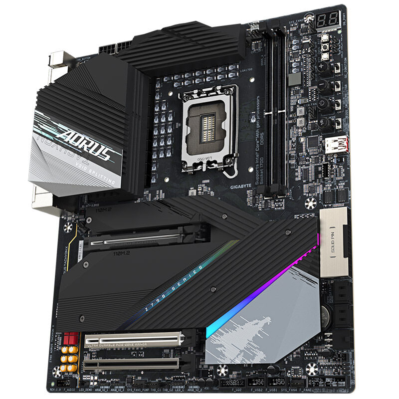 Detalj av kjøleribbe på Gigabyte Z790 Aorus Tachyon X hovedkort