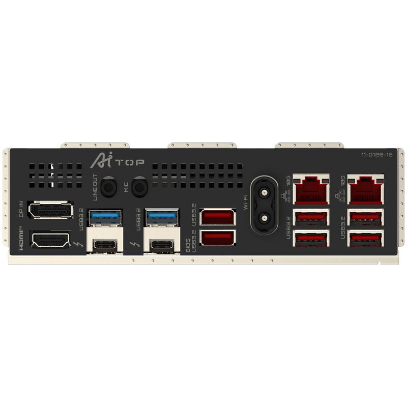 Nærbilde av Gigabyte Z890 AI Top hovedkort M.2 slots