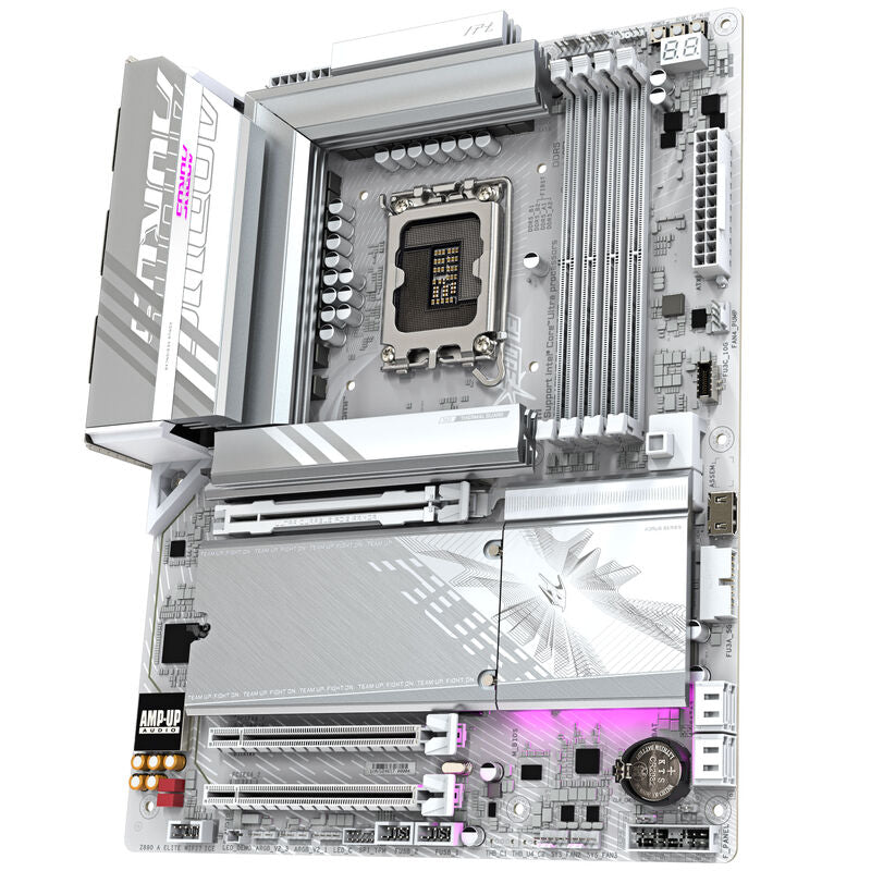 Nærbilde av Gigabyte Z890 Aorus Elite WiFi7 ICE hovedkortets kjøler