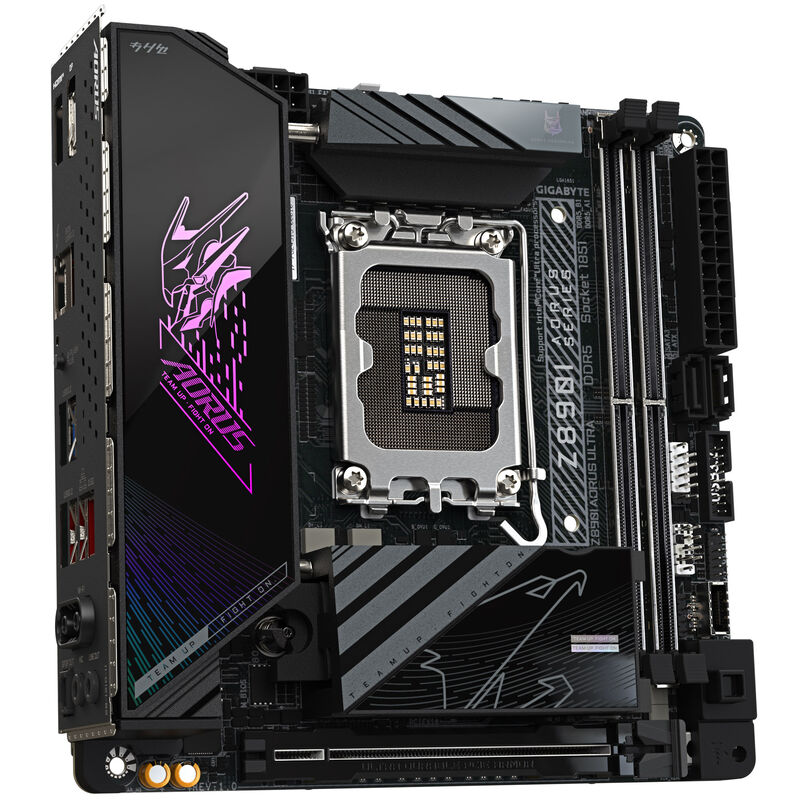 Gigabyte Z890I AORUS Ultra hovedkort bakside med tilkoblinger