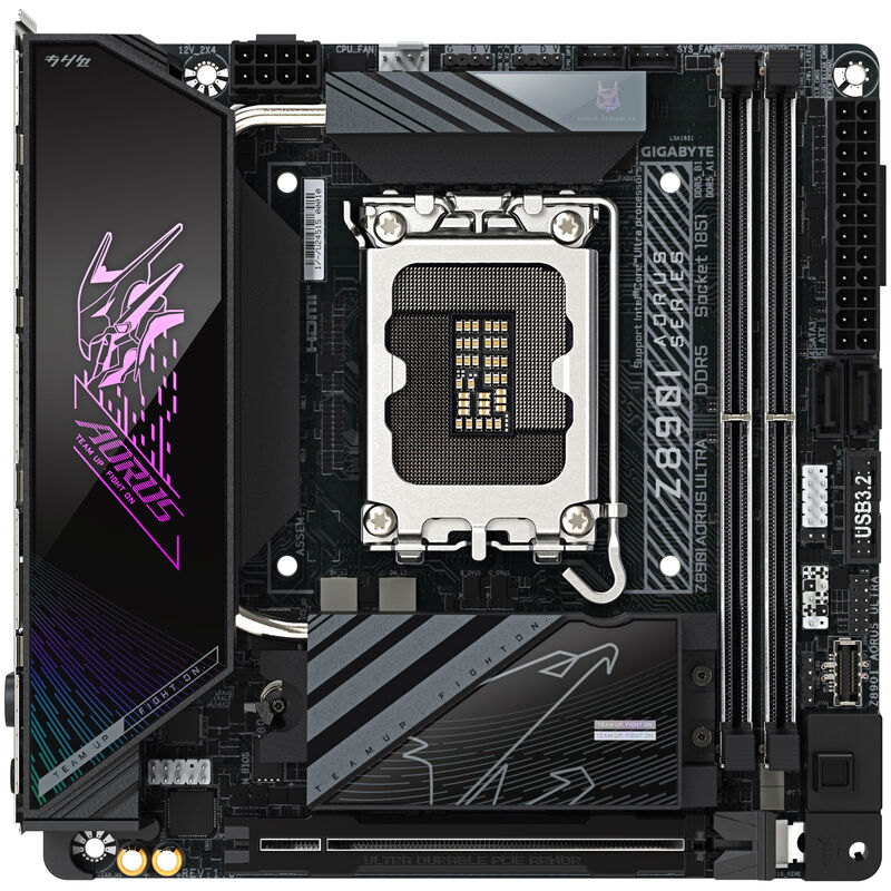 Detaljbilde av Gigabyte Z890I AORUS Ultra hovedkort PCIe slot