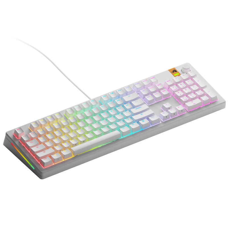Glorious GMMK 3 HE 100 % gamingtastatur ANSI Fox HE hvit forfra