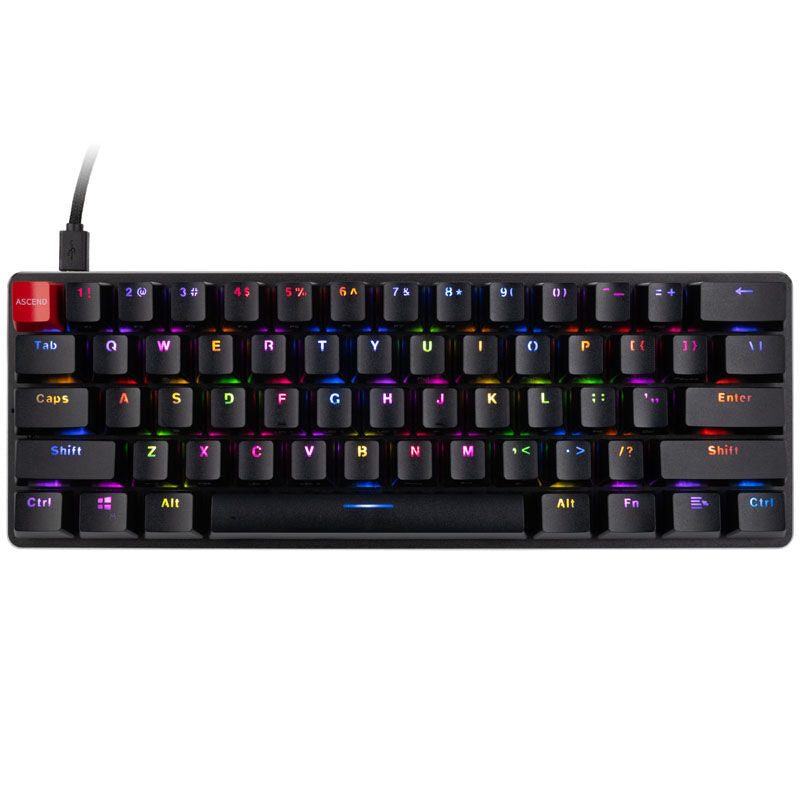 Glorious GMMK Compact gamingtastatur 60% Gateron Brown US bakside
