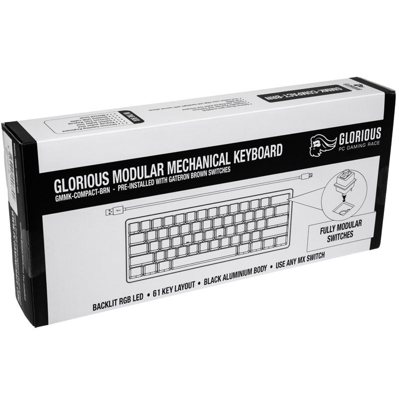 Glorious GMMK Compact gamingtastatur 60% Gateron Brown US med nøkkelverktøy