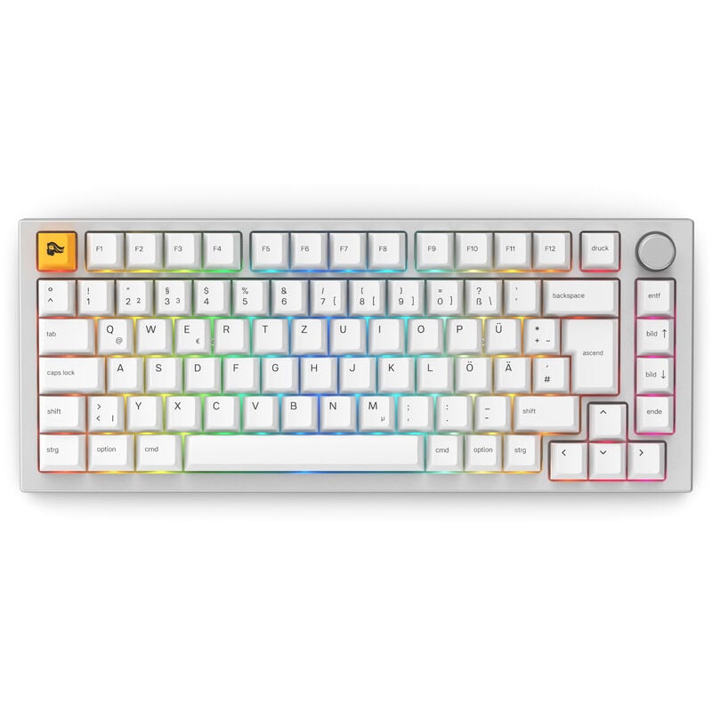 Glorious GMMK Pro gamingtastatur 75 % Hot-Swap RGB ISO hvit forfra