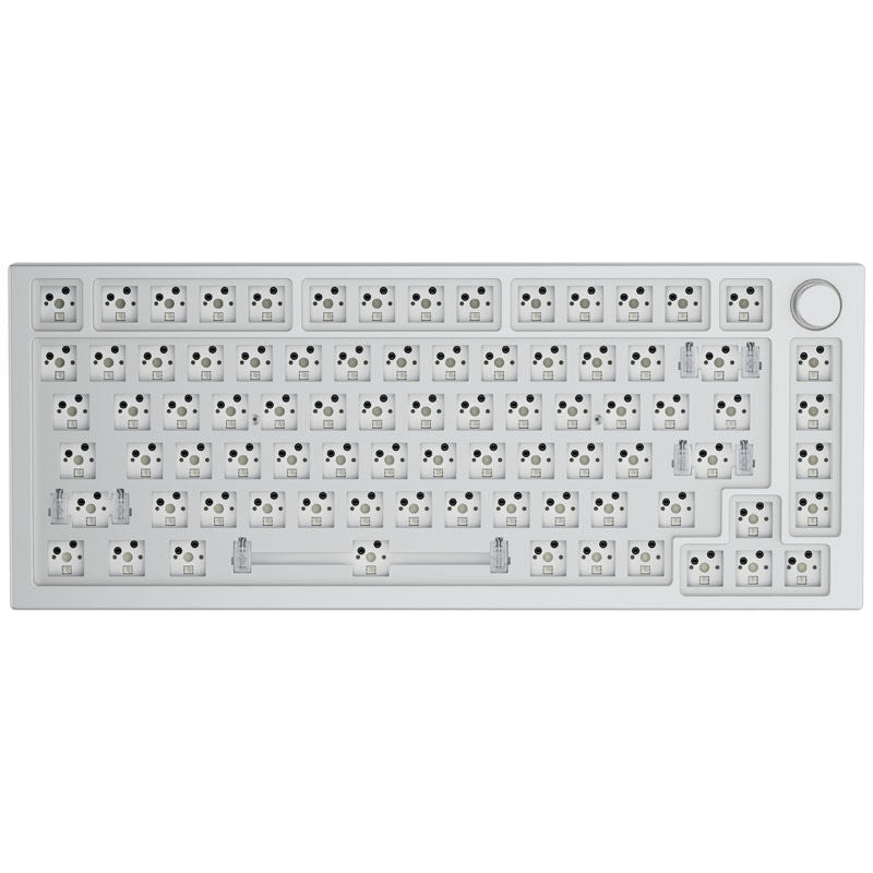 Detalj av Glorious GMMK Pro White Ice 75% tastatur med RGB-belysning