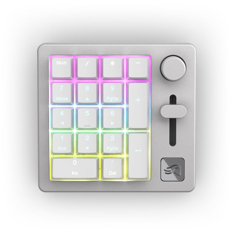Glorious GMMK trådløs mekanisk numpad Fox Switches grå/hvit bakside