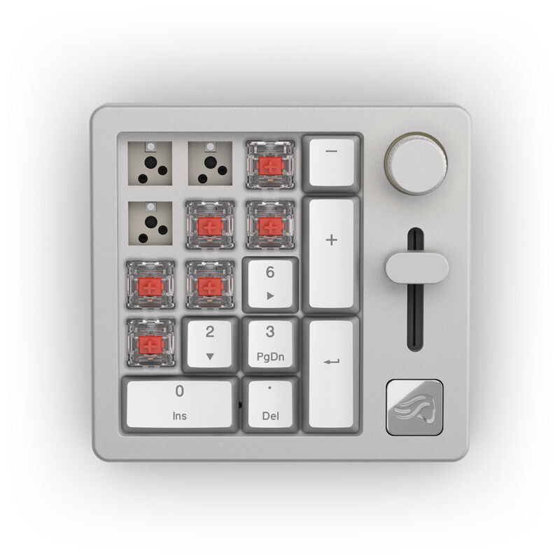 Glorious GMMK trådløs mekanisk numpad Fox Switches grå/hvit sideprofil