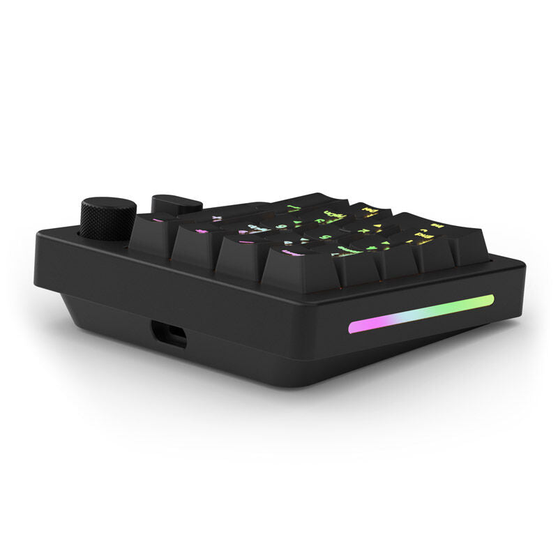 Glorious GMMK Wireless Numpad mekanisk Fox Switches svart montert på skrivebord