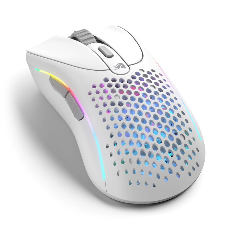 Glorious Model D 2 Wireless trådløs gamingmus hvit forfra