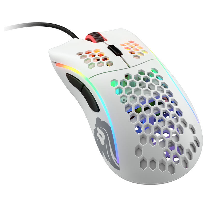 Glorious Model D gamingmus hvit matt forfra