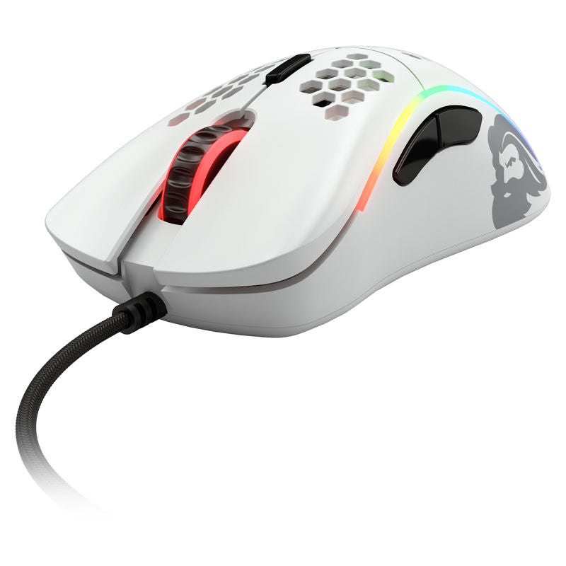 Detaljbilde av Glorious Model D gamingmus hvit matt