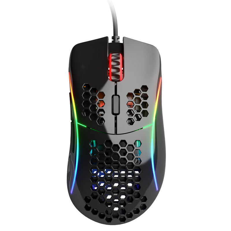 Glorious Model D gamingmus svart glanset detalj RGB-belysning