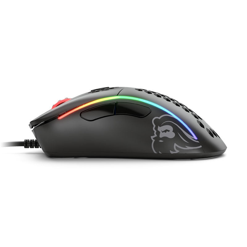 Montert Glorious Model D- gamingmus svart matt på musematte