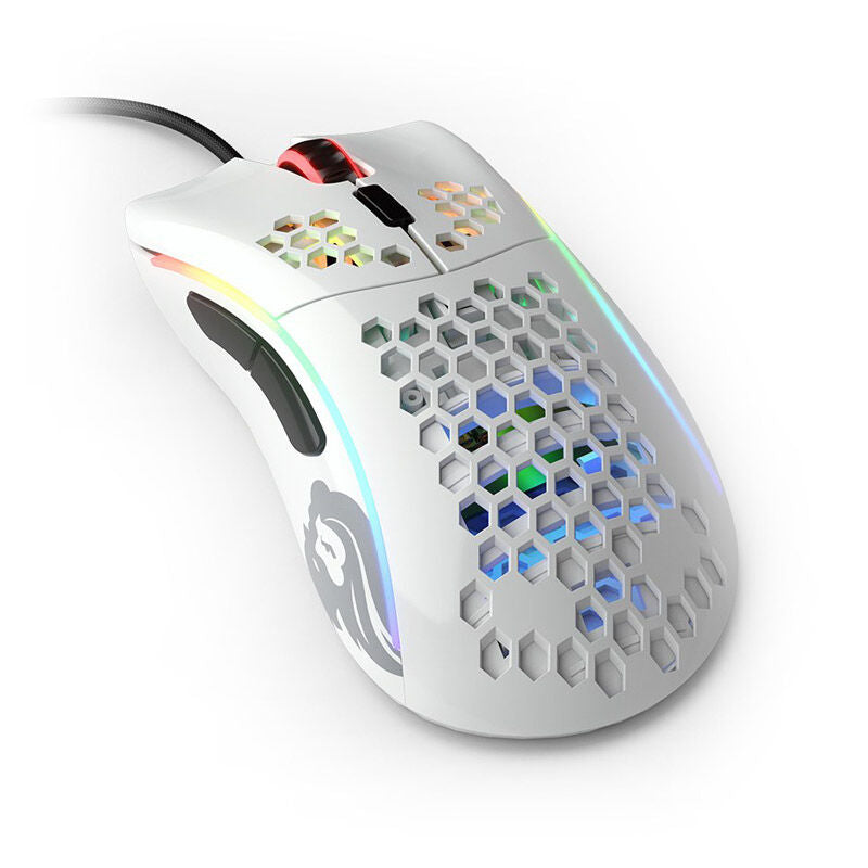 Glorious Model D- gamingmus kablet hvit glossy forfra