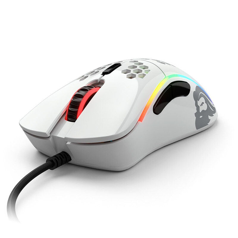 Glorious Model D- gamingmus kablet hvit glossy detalj av knapper