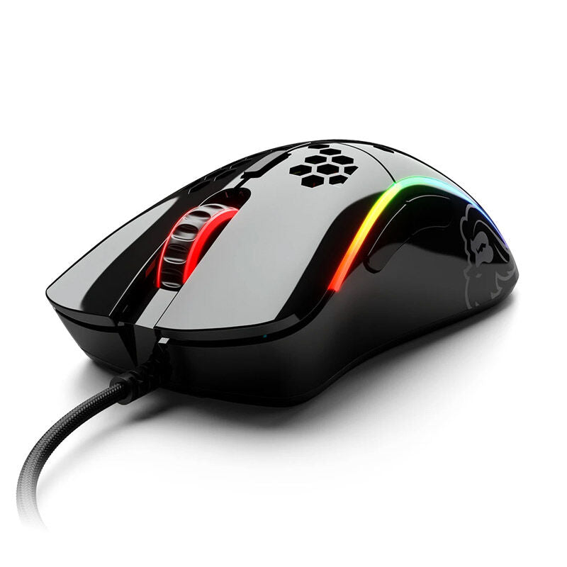 Glorious Model D- gamingmus kablet svart glossy detalj av knapper