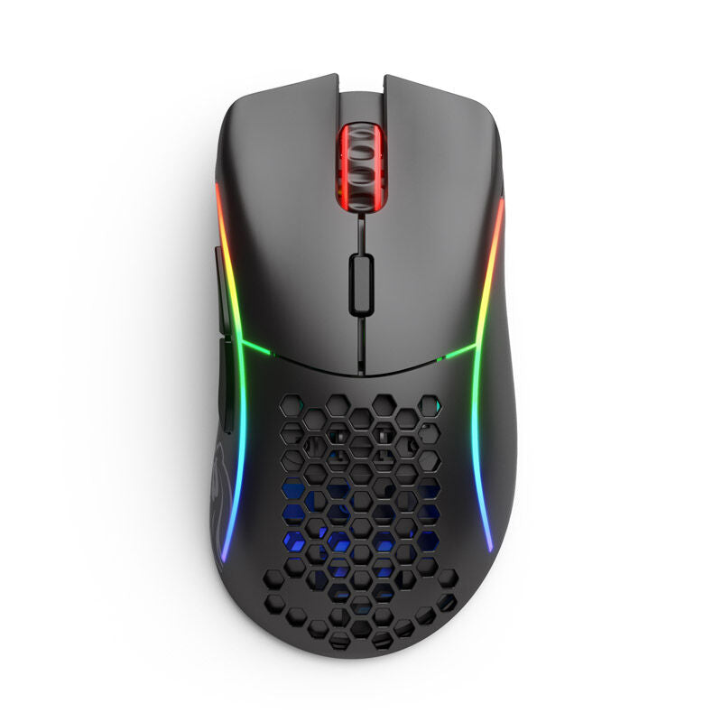 Glorious Model D Wireless trådløs gamingmus bakside med RGB-belysning