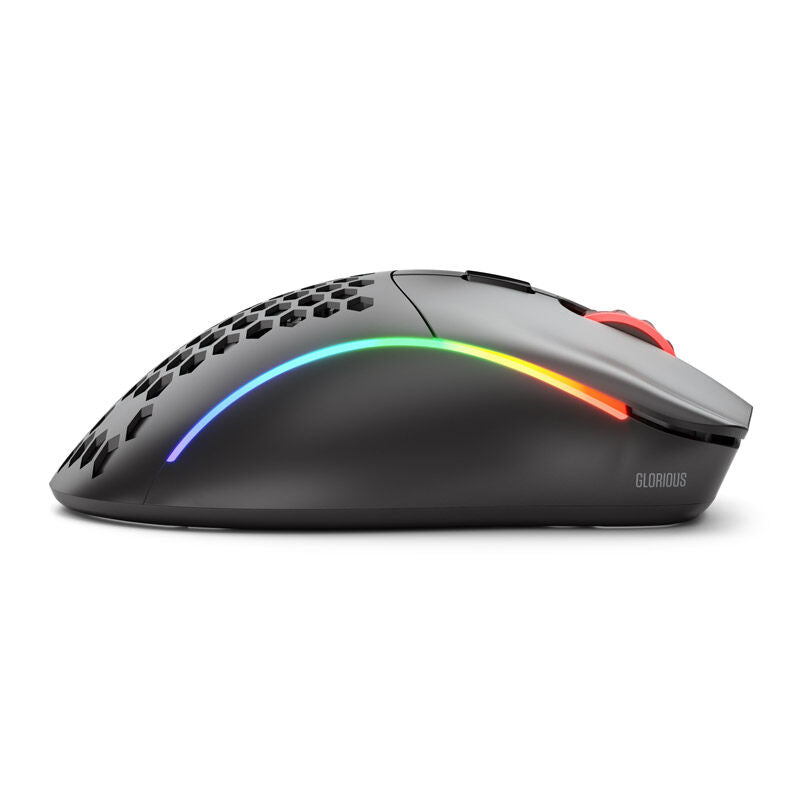 Glorious Model D- Wireless gamingmus svart matt nærbilde av knapper