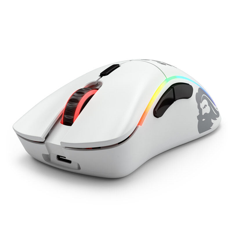 Glorious Model D- Wireless trådløs gamingmus hvit matt detalj av taster