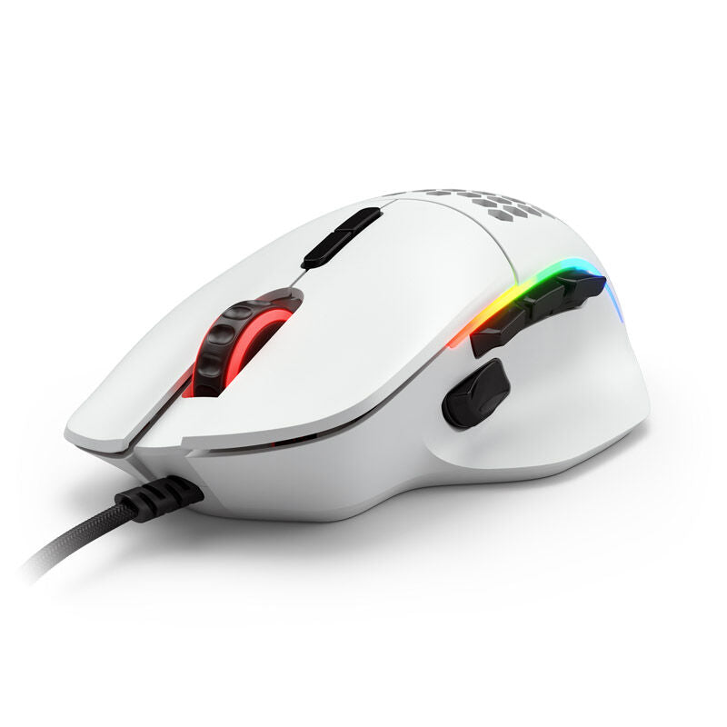 Glorious Model I gamingmus 19000 DPI RGB hvit matt bakside