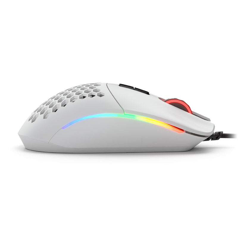 Glorious Model I gamingmus 19000 DPI RGB hvit matt montert på musematte