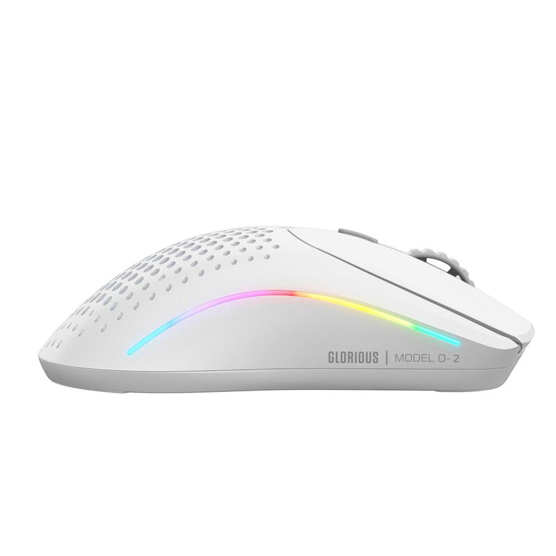 Glorious Model O 2 Mini trådløs gamingmus RGB 26K DPI matt-hvit bakside