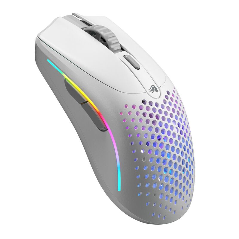 Sideprofil av Glorious Model O 2 Mini trådløs gamingmus RGB 26K DPI matt-hvit