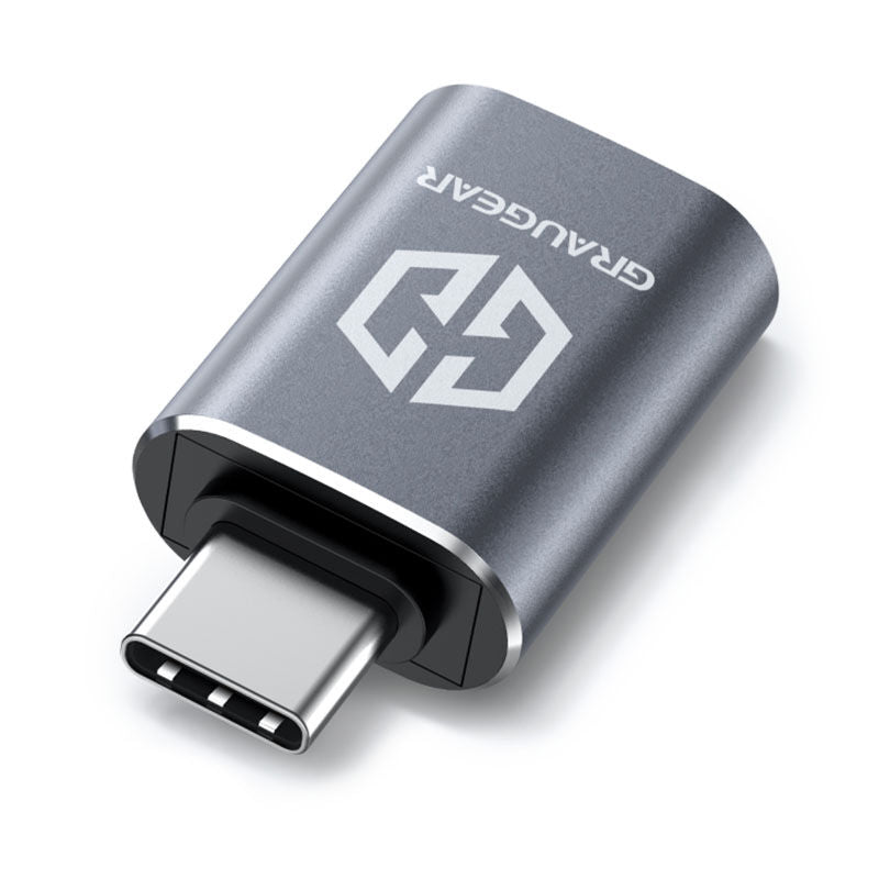 Graugear USB-C til USB-A adapter USB 3.1 Gen.2 10 Gbps grå forfra